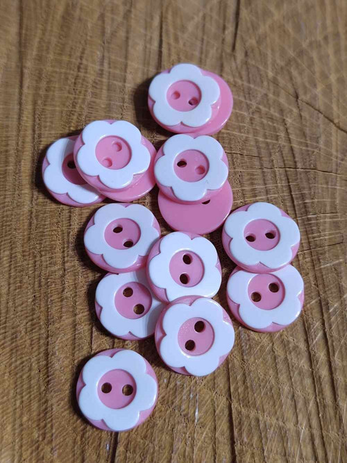 Knoflík dětský kytička bílo růžová