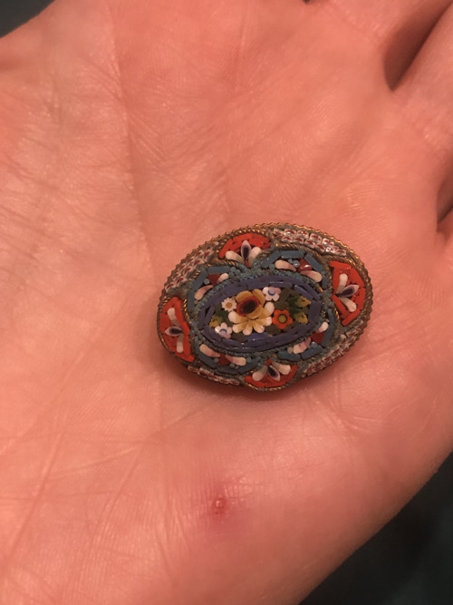 Millefiori starožitná brož benátská mozaika květy