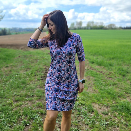 ...sleva...Šaty s šedorůžovým vzorem...S — foto 1