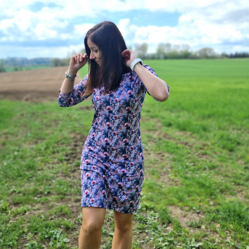 Šaty s šedorůžovým vzorem...L — foto 1