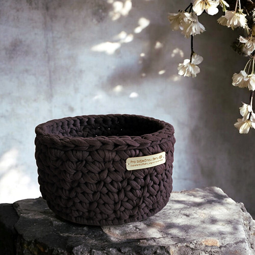 Háčkovaný košík Ø 15 | Chocolate — foto 1