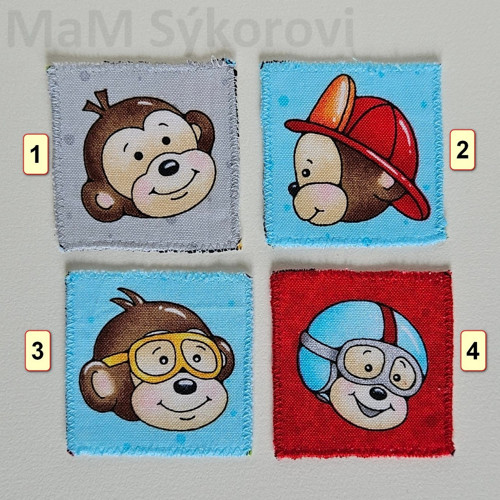 Nažehlovací záplaty opičí ksichtíky JEN č.1,4!