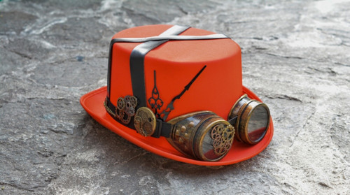 Klobouk ve stylu Steampunk červený — foto 1