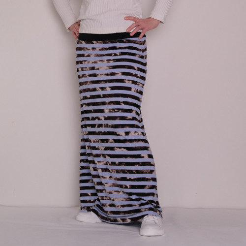 Maxi sukně - Batikované pruhy na světle modré