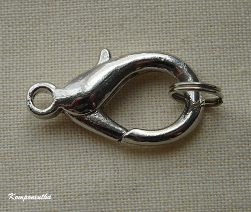 Zapínání/ karabinka rodium 22x12mm 1kus
