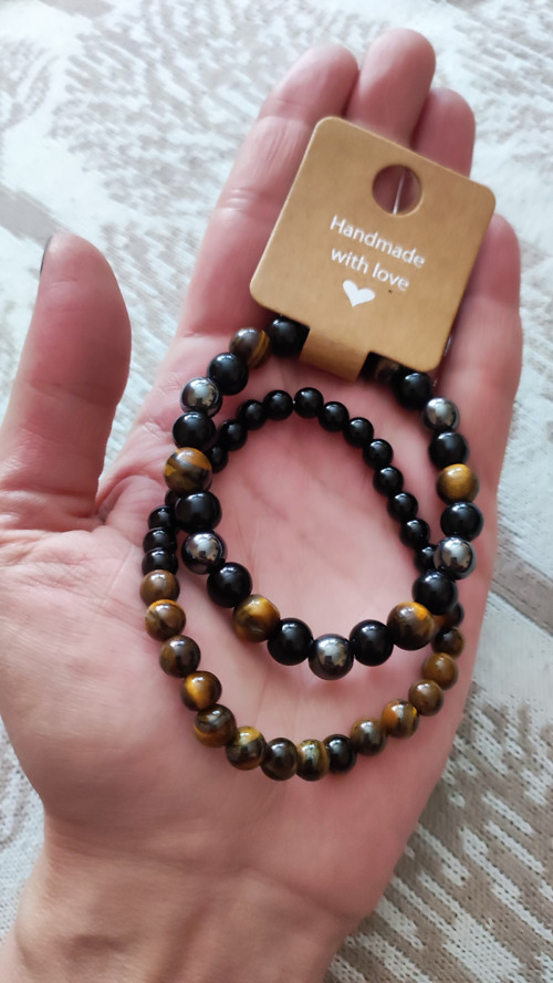 Magic náramek hematit , tygří oko 1 kus mini