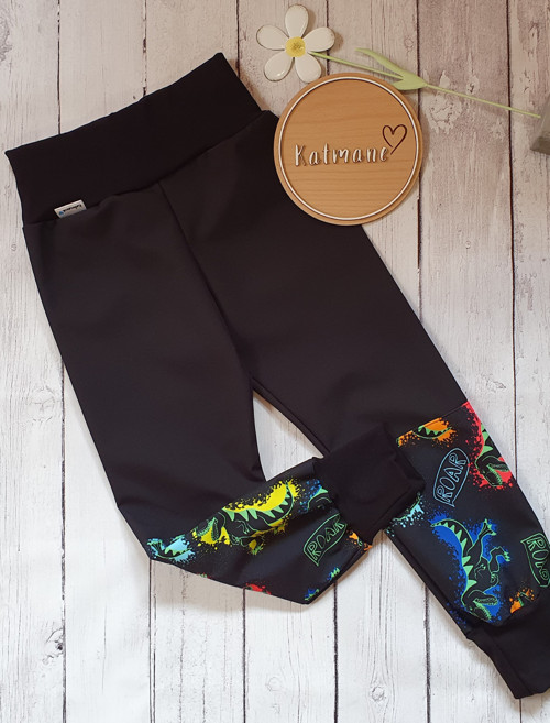 Letní softshellové kalhoty-černá/dino — foto 1