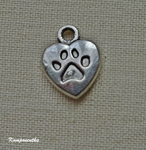 Přívěšek srdíčko s tlapičkou 12x10mm 1kus