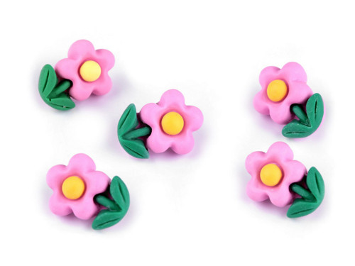 Knoflík 3D květina (1ks) - růžová