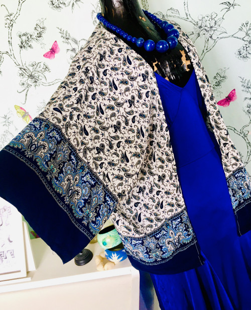 Kardigan boho modrobílý — foto 1