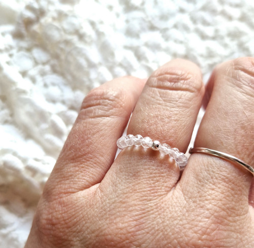 Přírodní křišťál*broušený*Ag 925/1000*prsten