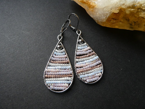 Náušnice Beaded Drop "Moonlight rose"