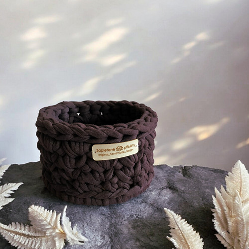 Háčkovaný košík Ø 10 | Chocolate — foto 1