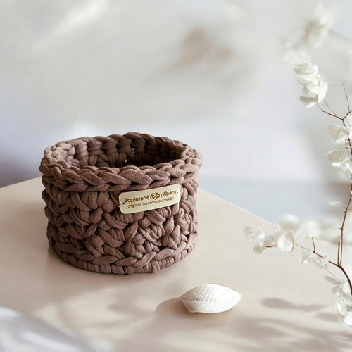 Háčkovaný košík Ø 10 | Cocoa — foto 1