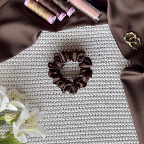 CHOCOLATE - hedvábná scrunchie MINI — foto 1