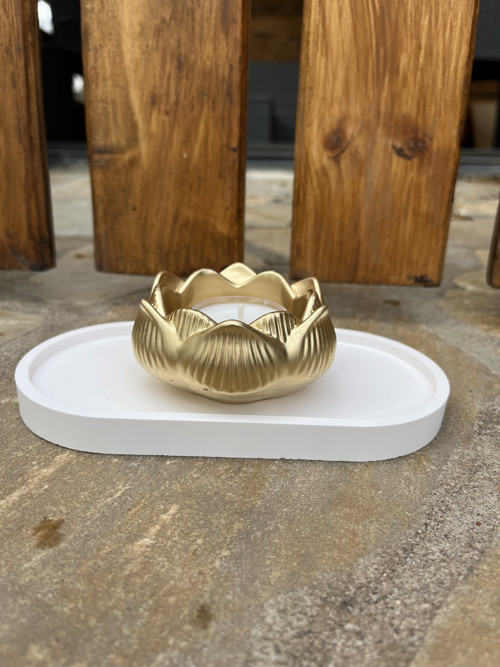 3D svícen "LOTOSOVÝ KVĚT" II (zlatá)