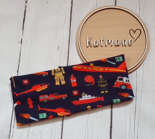 Látková čelenka pro kluky elastická - hasiči