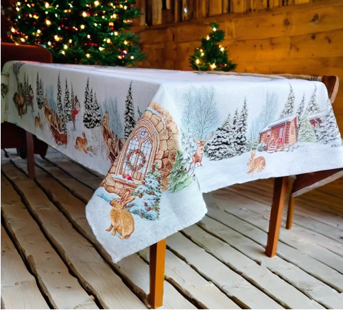 GOBELÍNOVÝ UBRUS 184x149cm - Vánoční krajina