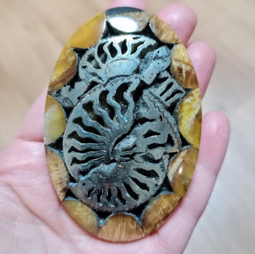 Pyritový Amonit se Simbircitem, ID 3908, 78x52 mm