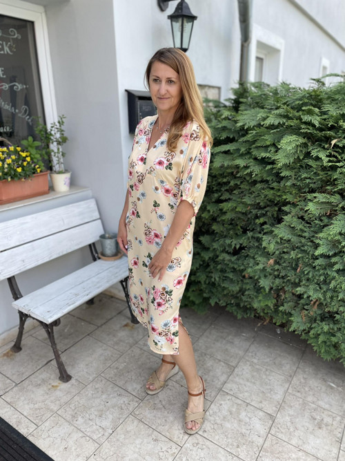 Dámské šaty, viskóza s květy 40/42