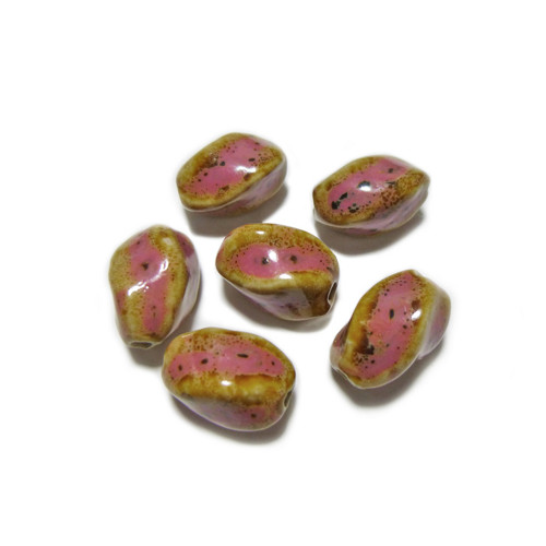 Keramický maxi korálek vrtulka růžová 17mm, 2ks