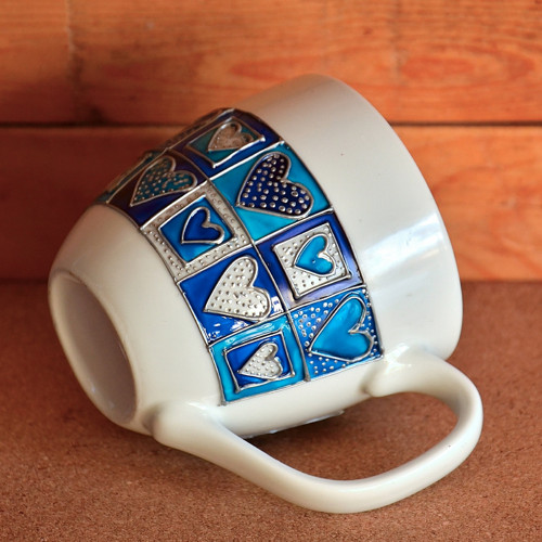 Porcelánový malovaný hrnek Jim – modrý