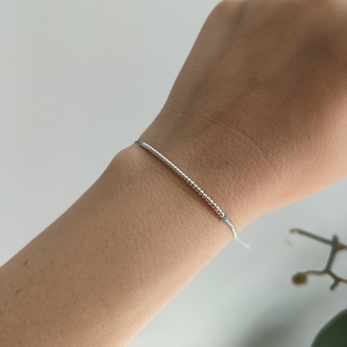 Náramek BASIC SILK Luxury Silver ed. - light blue