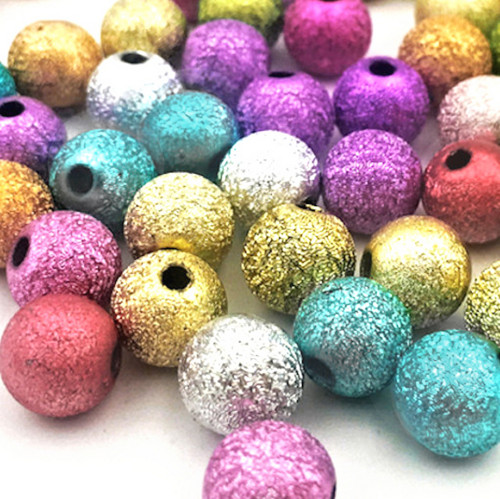 Korálky s efektem stardust, 6mm, MIX - 50ks