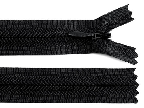 Skrytý spirálový zip délka 60 cm (1ks) - černá