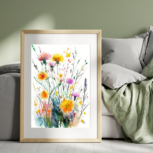 Art print Akvarelové luční květiny A4