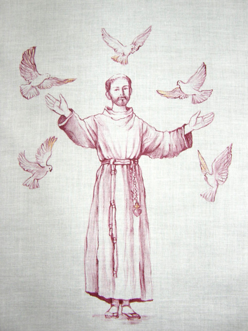 Křestní rouška se sv. Františkem, originální