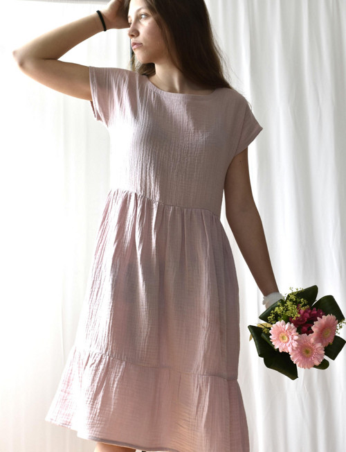 Mušelínové šaty - old rose