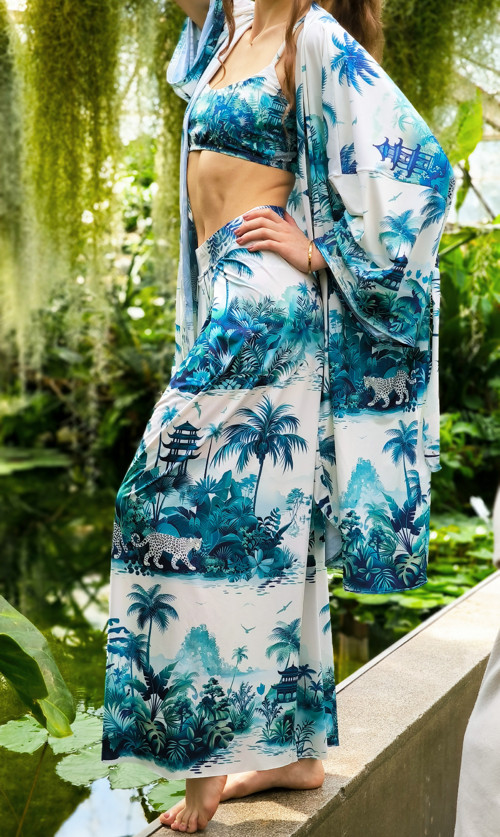 Kimono Pagodas bielo modre