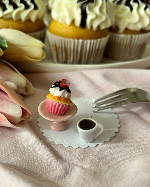 Náušnice DEWEWE cupcake a káva (pecky)