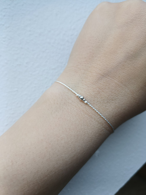 Náramek BASIC SILK (3) Luxury Silver ed. - white