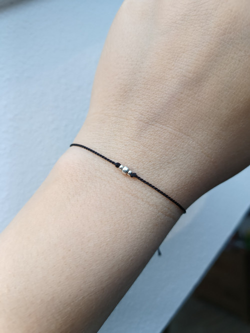 Náramek BASIC SILK (3) Luxury Silver ed. - black