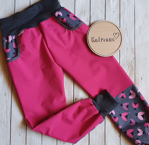 Letní softshellové kalhoty-růžová/berušky