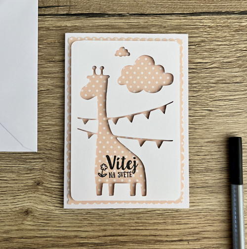 Žirafka Tě vítá na světě - přání