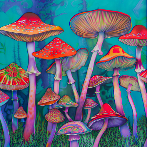 Obraz na platně Houby, 40x40 cm.