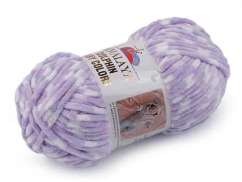 Pletací příze Dolphin Baby (100g) - fialová/bílá