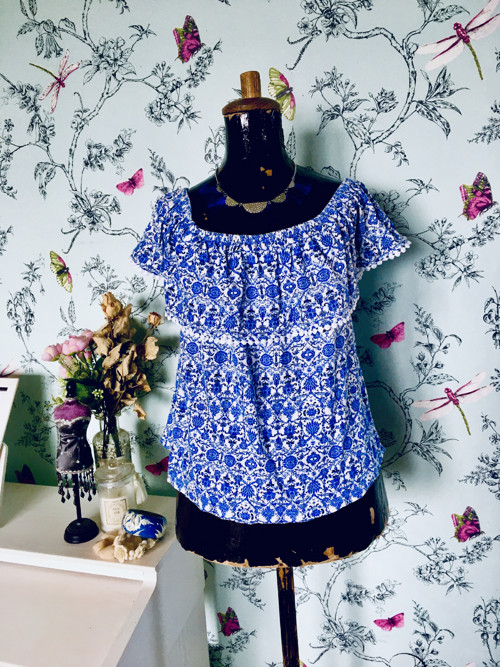 Halenka boho modrobílá — foto 1