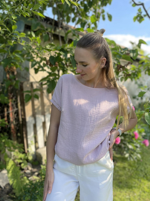 Mušelínová pudrová halenka vel. 36/38 .