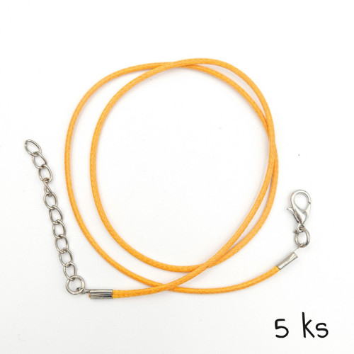 Lesklá šňůrka se zap. na krk sv. oranžová, 5 ks