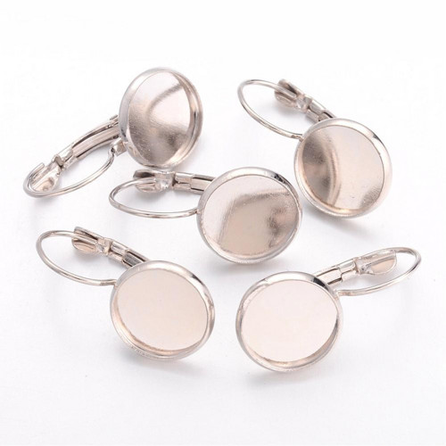 Náušnice s lůžkem platina 12 mm 1 pár