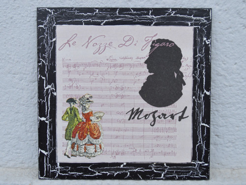 Obrázek decoupage na desce 20 x 20 cm - Mozart