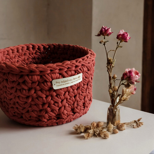Háčkovaný košík Ø 15 | Terra Cotta