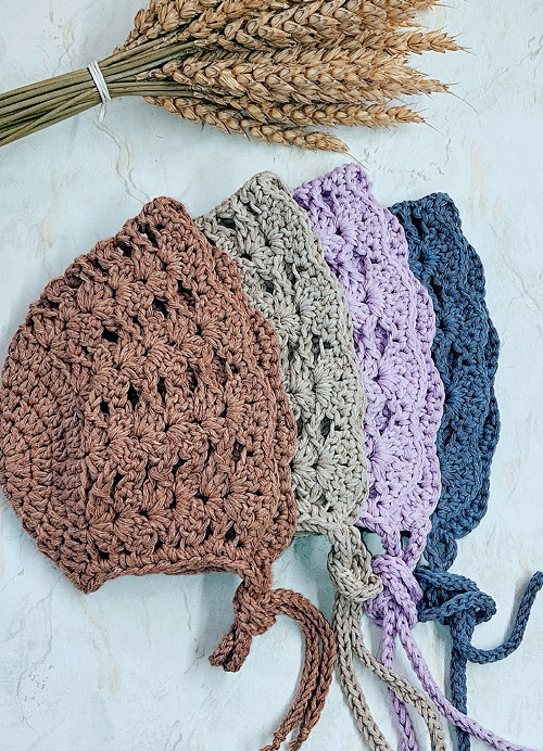 Háčkovaná čepice *Bonnet - režná*