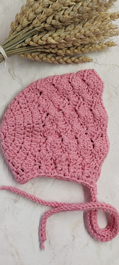 Háčkovaná čepice *Bonnet - růžová*