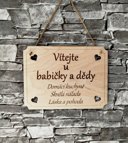 Cedulka - Vítejte u babičky a dědy