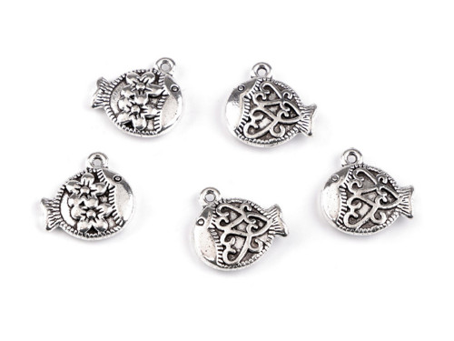 Kovový přívěsek ryba 16x16 mm (1ks)